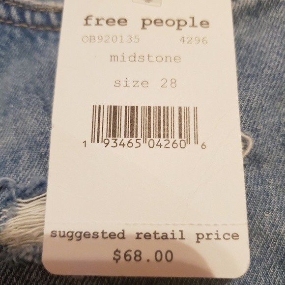 We The Free Hallie Midstone Washed Denim distressed mini front seamSkirt - Picture 9 of 10